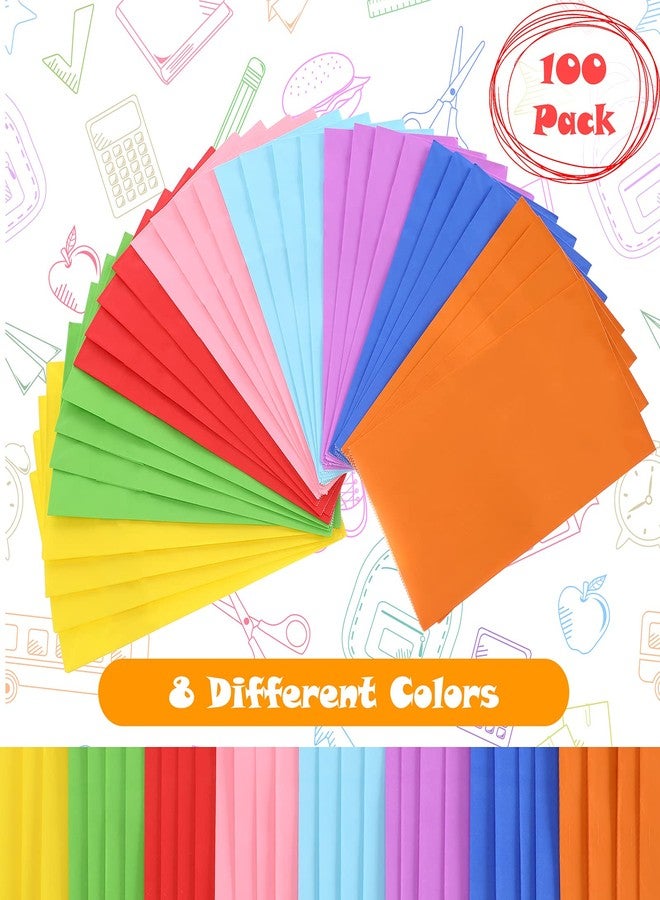 Clabby 100 Piece Colored Paper Bags Gift Party Favor Rainbow Small Size Treat Goody Lunch Paper Bags for Birthday Wedding Baby Shower Crafts, 8 Colors, 9.45 x 5.12 x 3.15 Inches(Bright Colors) - Image 5
